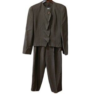 Giorgio Armani Gray Vintage Ruffle Pant Suit